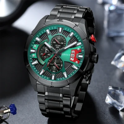 Reloj para Hombre Marca CURREN con Pulso de Acero Inoxidable y Cronógrafo de Tres Esferas Modelo 8401-3